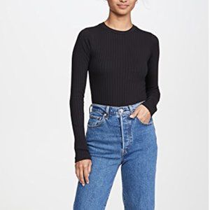 RE/DONE Ribbed Long Sleeve Thong Bodysuit